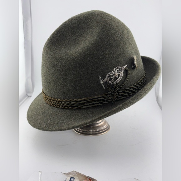 Vintage Seeberger Nanga Parbat Green Austrian German Berghut Hat w/ Pin Size 55 - Picture 1 of 9